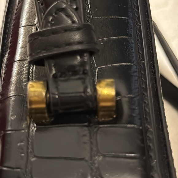 Louis and Daisy Black Crocodile Embossed Handbag Crossbody Bag